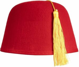 Red Fez Hat for Men With Gold Tassel