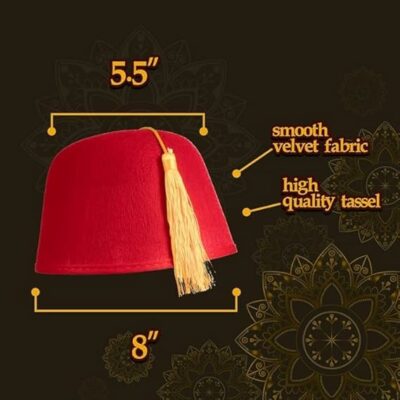 Red Fez Hat for Men With Gold Tassel