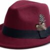 Short Brim Fedora Hats for Women - Burgundy