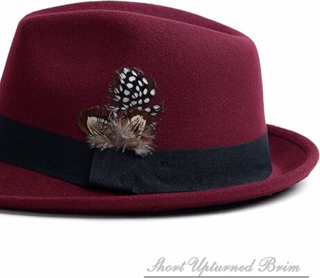Short Brim Fedora Hats for Women - Burgundy