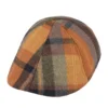 Six Panel Check Tweed Flat Cap - Orange
