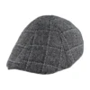 Six Panel Check Tweed Wool Flat Cap