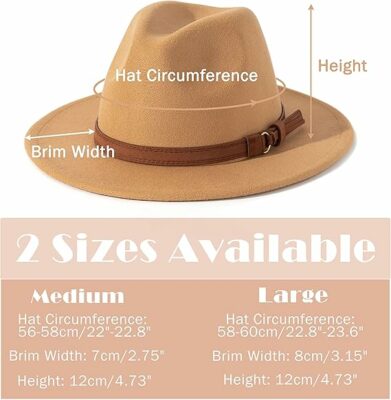 Vintage Wide Brim Fedora Hat with Belt Buckle