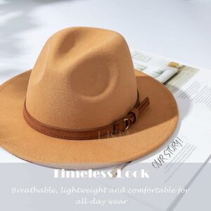 Vintage Wide Brim Fedora Hat with Belt Buckle