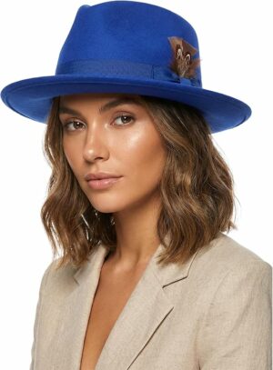 Wide Brim Felt Fedora Hat for Men & Women