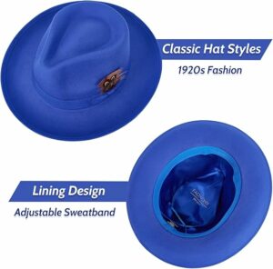 Wide Brim Felt Fedora Hat for Men & Women