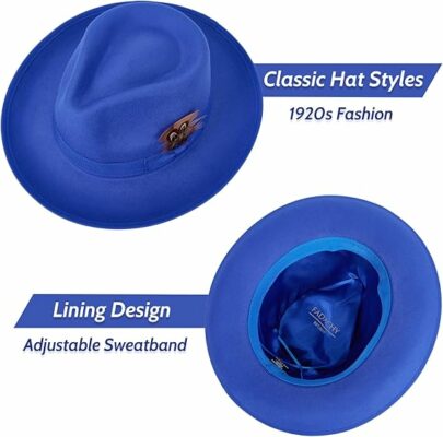 Wide Brim Felt Fedora Hat for Men & Women