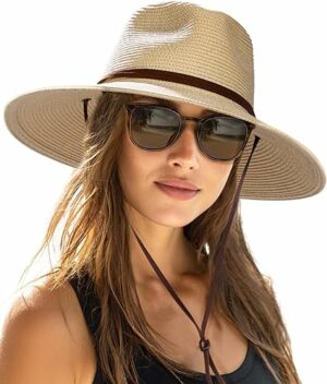 Womens Wide Brim Summer Straw Hat
