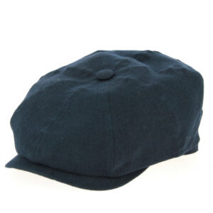 8-Panel Desgrange Navy Blue Linen Newsboy Cap