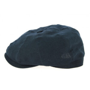 8-Panel Desgrange Navy Blue Linen Newsboy Cap
