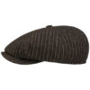 8-Panel Wool Striped Brown Newsboy Cap