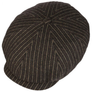8-Panel Wool Striped Brown Newsboy Cap