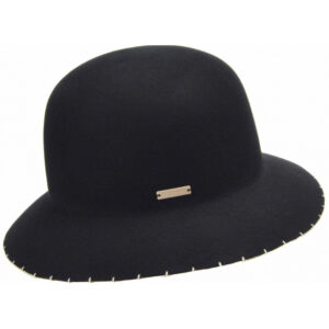 Adele Black Felt Cloche Hat