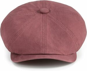 Cotton Men's Newsboy Cap- Burgundy