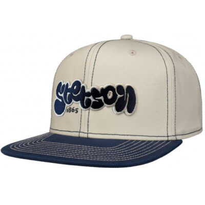 Flat Brim Baseball Cap Beige & Blue