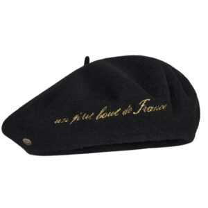 Gold Embroidery Black Beret