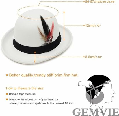 Men Women Short Brim Bowler Hat
