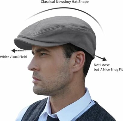 Men's Cotton Flat Cap - Grey