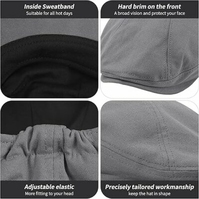 Men's Cotton Flat Cap - Grey