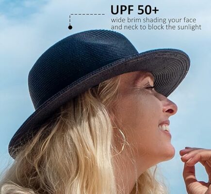 Womens Packable Wide Brim Straw Hat
