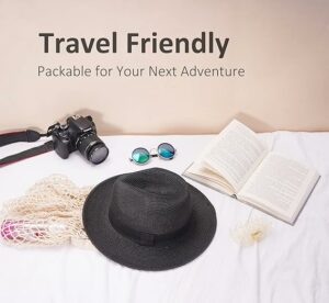 Womens Packable Wide Brim Straw Hat