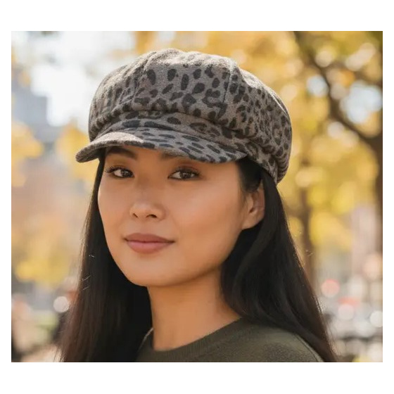 Alessia Leopard Bakerboy Cap