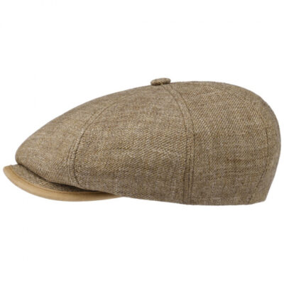 Brown Linen Hatteras Newsboy Cap