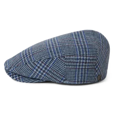 Check Lightweight Flat Cap - Ice Blue-Royal Blue