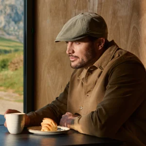 Cotton Canvas Newsboy Cap - Sage-Khaki