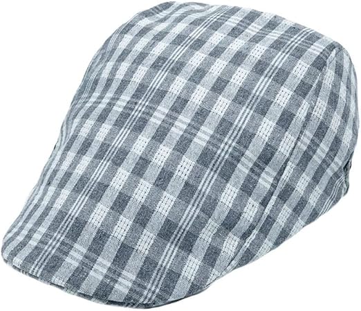 Cotton Check Adjustable Flat Cap