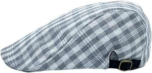 Cotton Check Adjustable Flat Cap