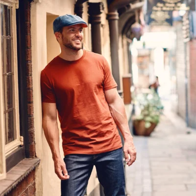 Cotton Hudson 6 Panel Flat Cap In SkySage