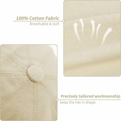 Cotton Men's Newsboy Cap - Beige