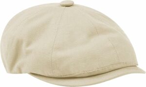Cotton Men's Newsboy Cap - Beige