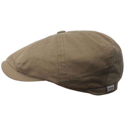 Cotton Newsboy Cap in Beige