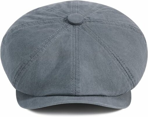 Cotton Vintage Newsboy Cap - Grey