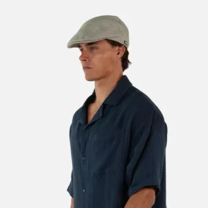 Drivers Linen Flat Cap - Army Green