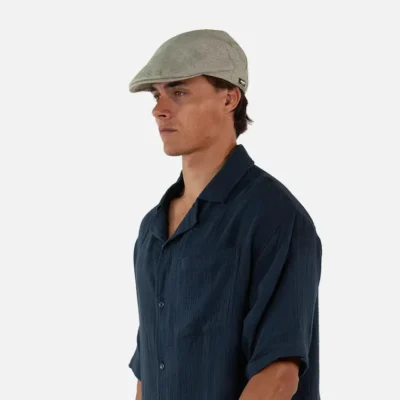 Drivers Linen Flat Cap - Army Green