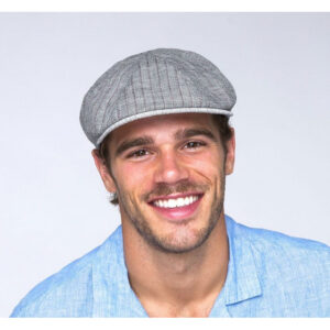 Grey Linen Flat Cap