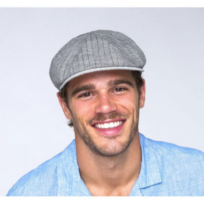 Grey Linen Flat Cap