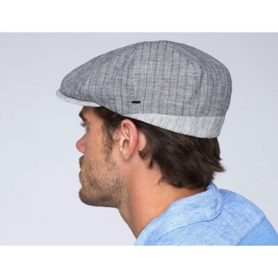 Grey Linen Flat Cap