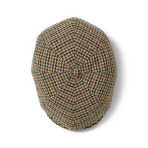 Houndstooth Newsboy Cap - Khaki-Ochre-Green
