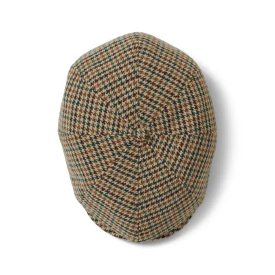 Houndstooth Newsboy Cap - Khaki-Ochre-Green