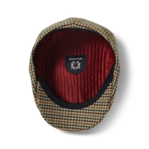 Houndstooth Newsboy Cap - Khaki-Ochre-Green