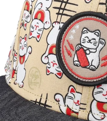 Kids Lucky Cat Linen Black Baseball