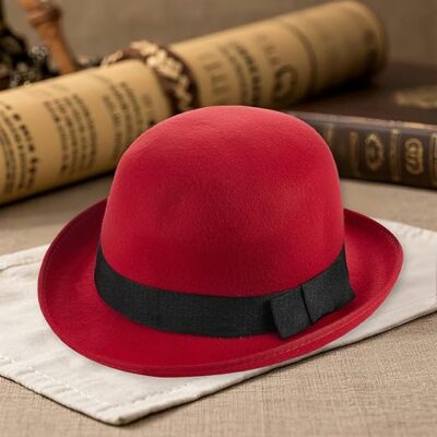 Lightweight Derby Bowler Hat - Red