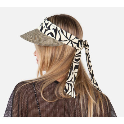 Linen Black & Beige Visor Cap