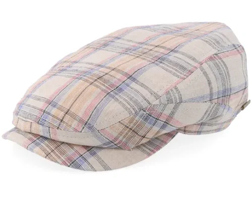 Linen Check Multicolored Flat Cap