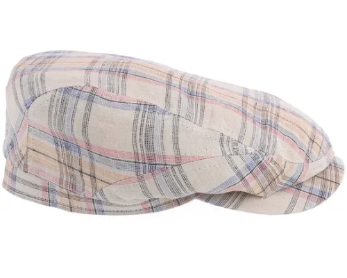 Linen Check Multicolored Flat Cap