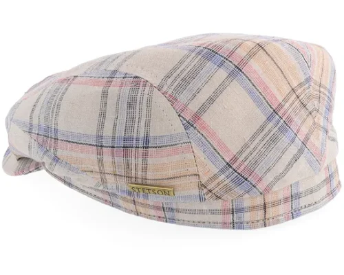 Linen Check Multicolored Flat Cap